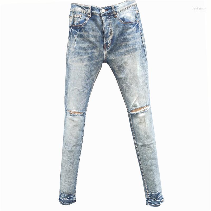 

Men's Jeans Mens Destroyed Blue Ripped Skinny Stretch Denim Pants 2022 Hip Hop Men Bootcut For Jean Noir HommeMen's Bert22