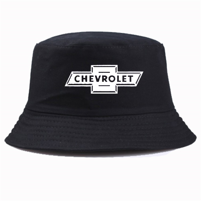 

New Fashion cap Chevrolet Print Bucket Hat Summer Casual Brand Unisex fisherman hats, White