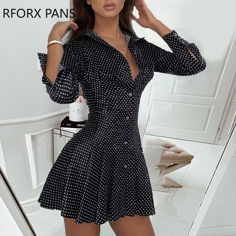 

Dot Print Pleated Skater Dress Women, Black