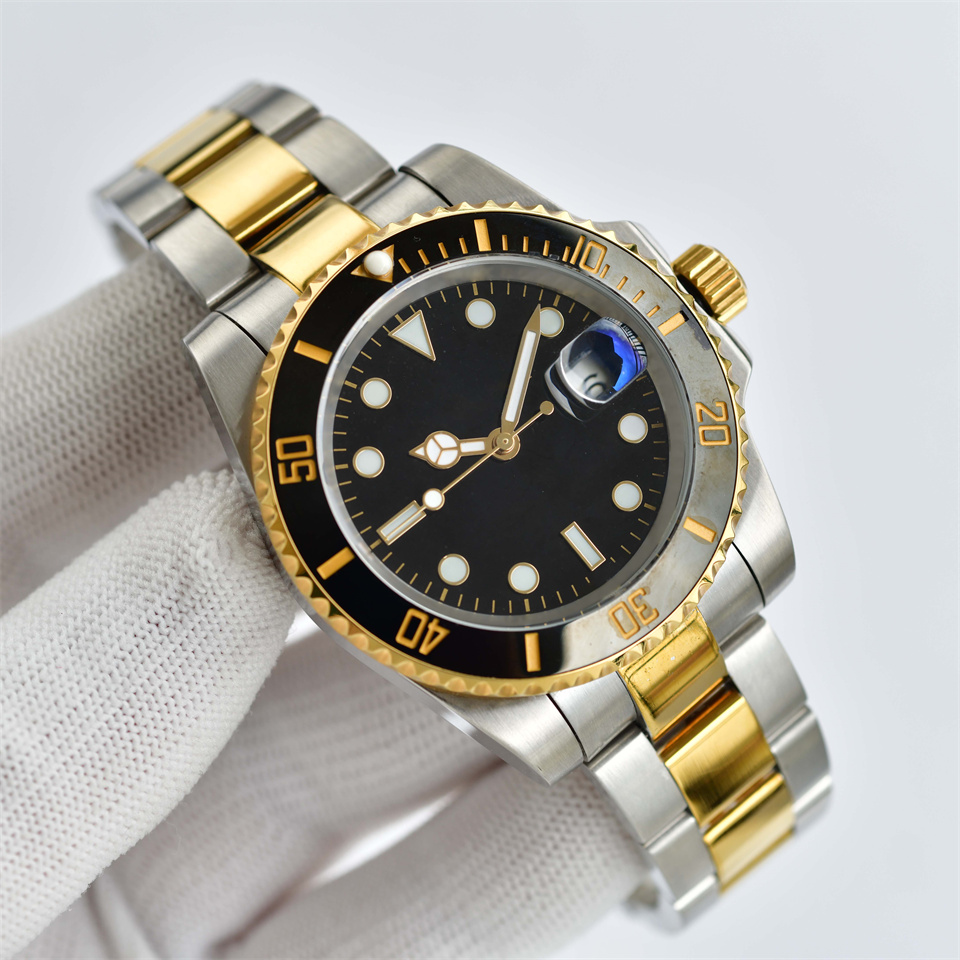Fashion waterproof automatic Japan Movement 40mm Luminescent Watches Blue/Black Dial Ceramic Two Tone Gold B/P Men's Watch Original Box auto-image-780528185