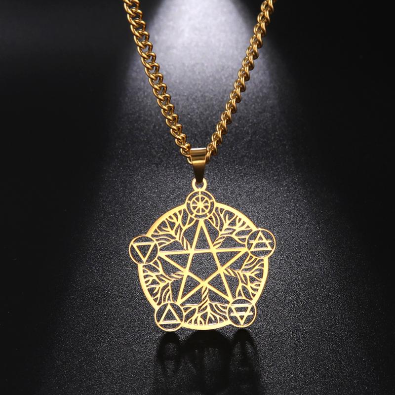 

Pendant Necklaces Dawapara Wicca Pentagram Necklace Stainless Steel Amulet For Eternity And Infinity Pagan Religious Symbol JewelryPendant N