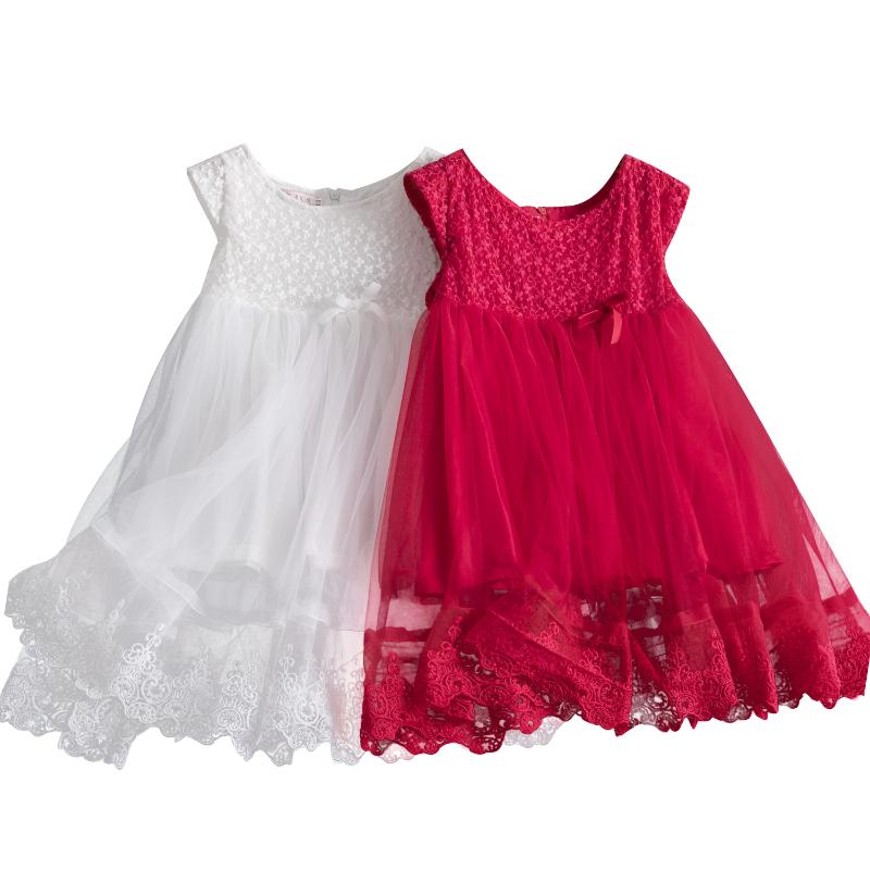 

Girl's Dresses Summer Lace Petal Sleeves Girls Formal Dress Princess Little Flower Embroidery Kids Party Ball Gown ClothingGirl's
