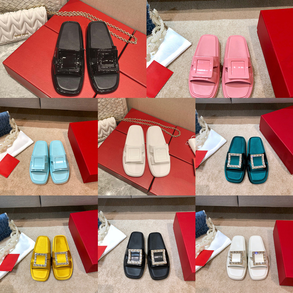 

Designer SlippersLuxury Vivier Slide Wrapped Leather Buckle Upper Sandals Summer Beach Fashion Simple Top Quality - LF, Color 1