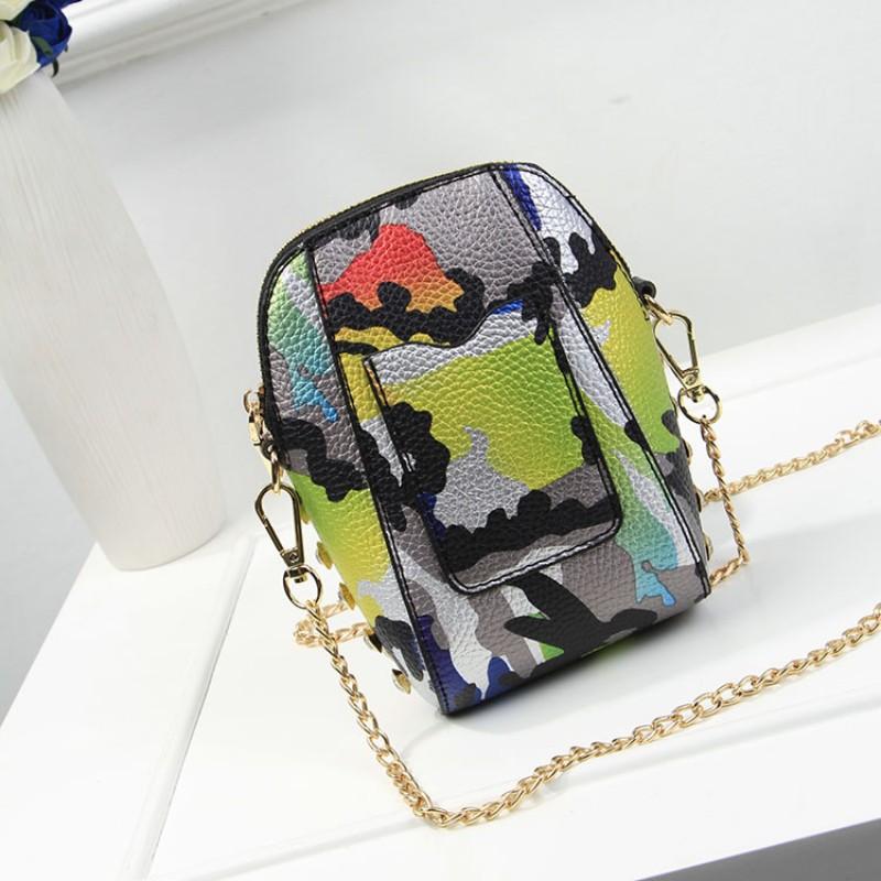 Evening Bags Bag Fashion Phone Diamond Mini Crossbody Women OL Style Pu Leather Chains Summer Camouflage Shoulder FemaleEvening