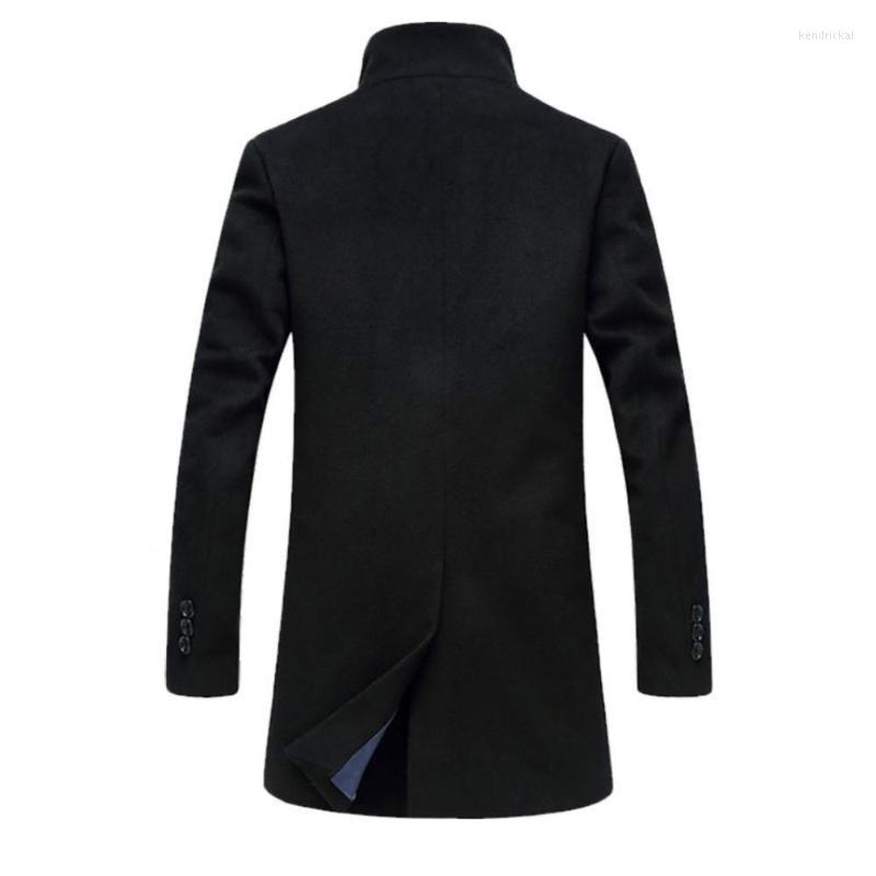 

Men's Wool & Blends Men Winter Warm Solid Color Woolen Trench Coat Outwear Overcoat Long Jacket Clothing Blouses 2022 Kend22, Navy blue