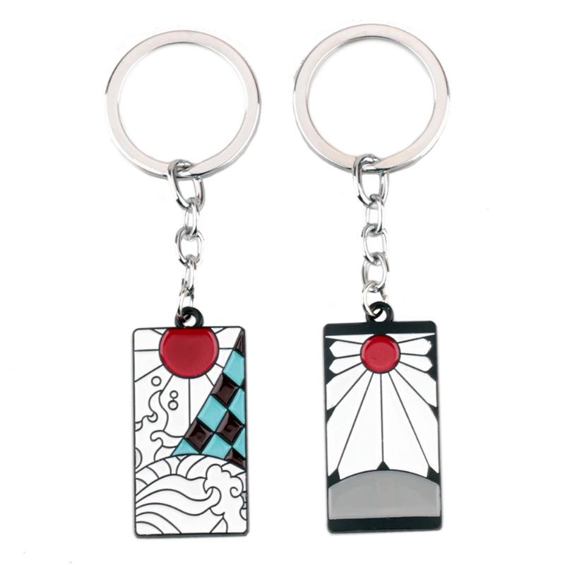 

Keychains Anime Jewelry Demon Slayer Metal Pendant Necklace Cosplay Prop Kimetsu No Yaiba Tanjirou Nezuko Key Chain Rope Jewelery