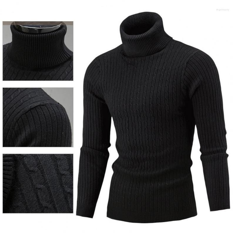 

Men's Sweaters Knitted Sweater Comfy Men Knitwear Breathable Elastic Classic Twist Turtleneck Male SweaterMen's Mari22, White