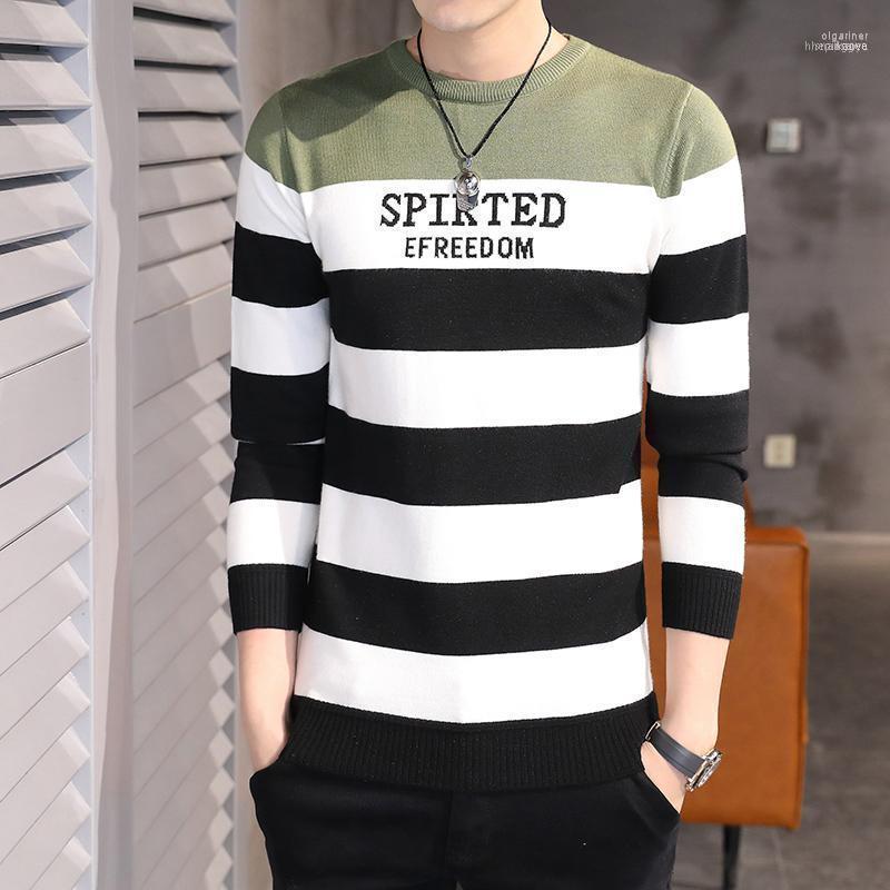 

Men's Sweaters Spring Autumn Sweater Fashion England Style Trend Streetwear Pullover Men Casual Clothing Stripe Sweater1 Olga22, Green