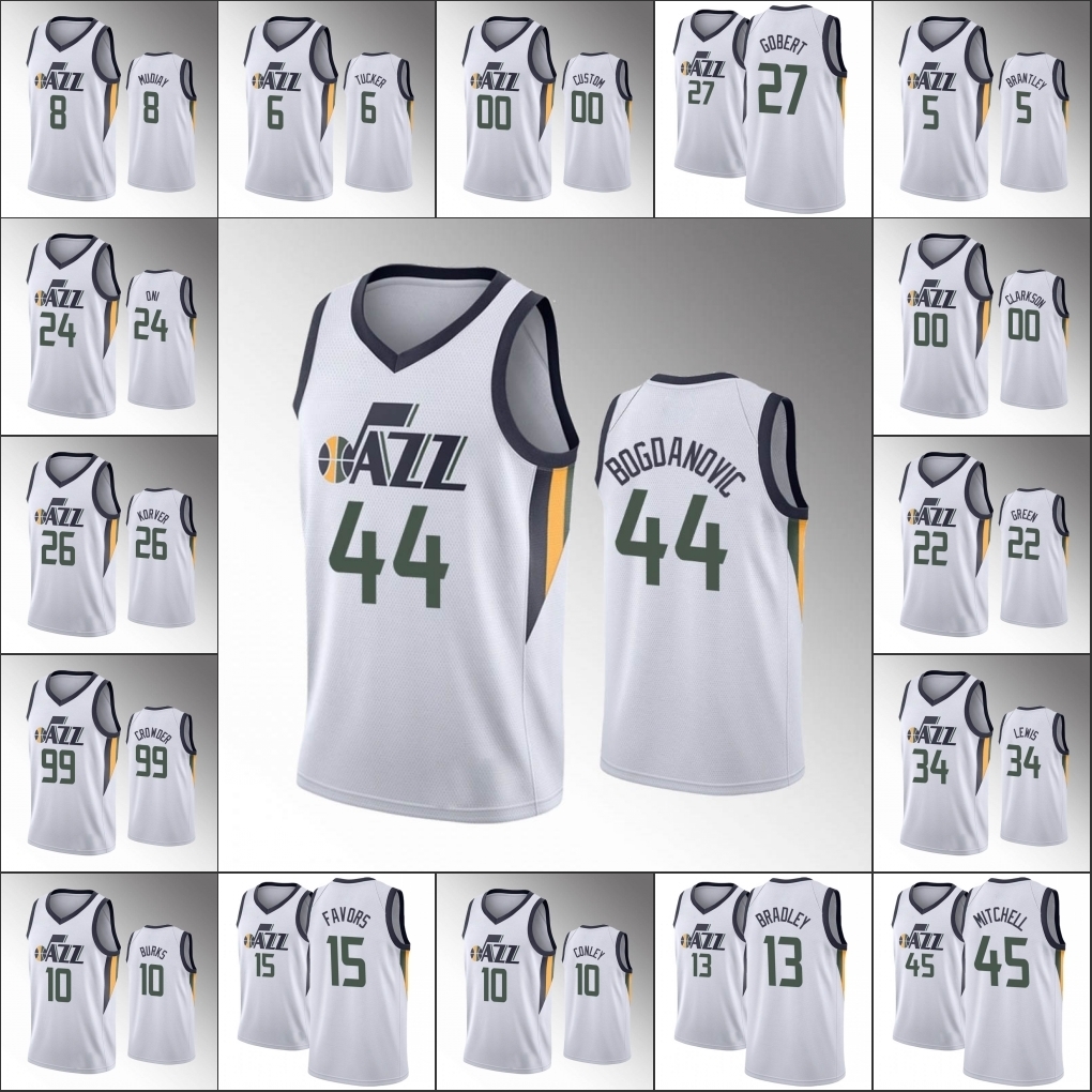 

Jersey Utah Jazz''Men Donovan Mitchell Rudy Gobert Bojan Bogdanovic Jor dan Clarkson Association White Custom Jersey