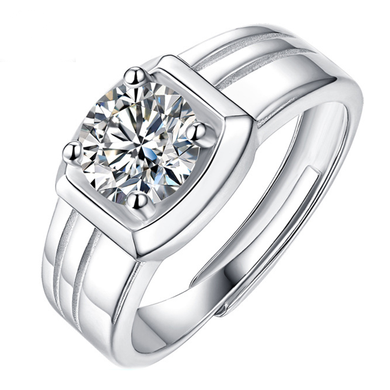 

1ct 6.5mm Moissanite Ring For Men 100% s925 Sterling Silver Certified Wedding Engagement Jewelry Diamond Test Pass Give Away GRA