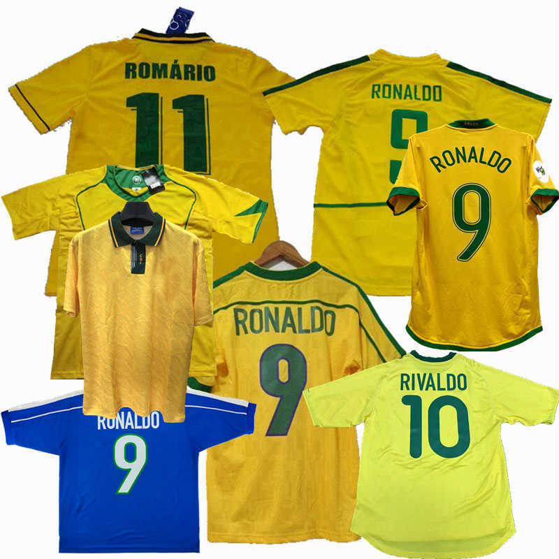 

Retro 1991 1992 1993 1994 1998 2000 2002 2004 2006 soccer jerseys R.CARLOS cafu BEBETO ROMARIO RIVALDO KAKA football shirt, Away 1998
