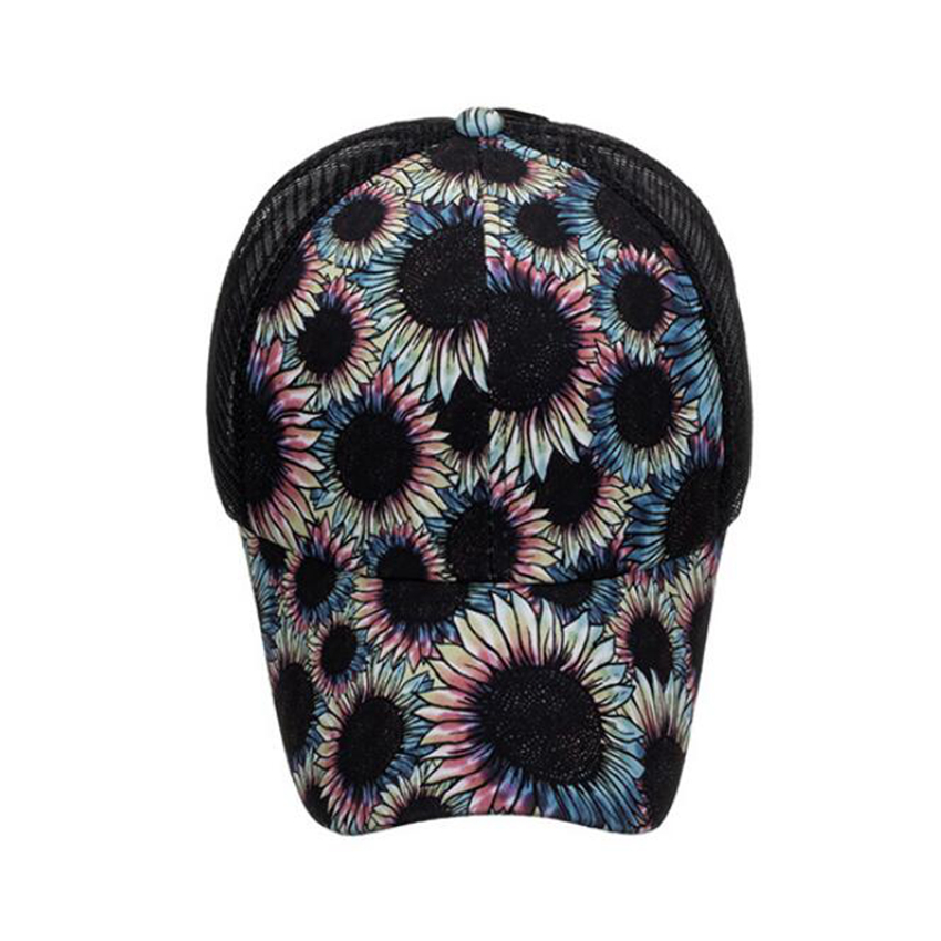 

Ponytail Baseball Cap Washed Distressed Messy Buns Trucker Mesh Ponycaps Leopard Sunflower Criss Cross Ponytail Hats ZZA, As pic