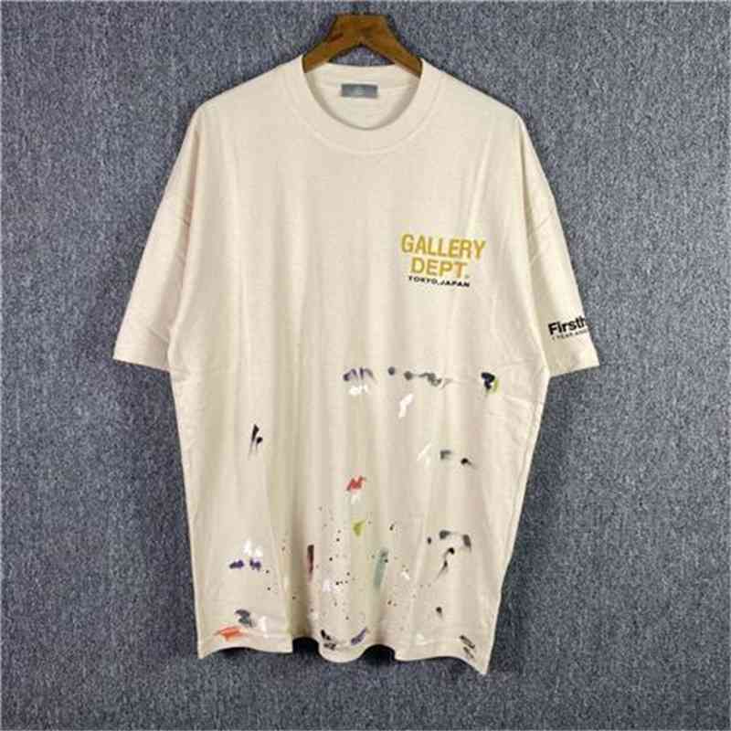 

Men's galleryes T Shirt Sportswear Color Splash Wash Old High Street Letter Graffiti Round Neck Loose Short Sleeve T-shirt Men Galilee Tees 2Wholesale s1, Black