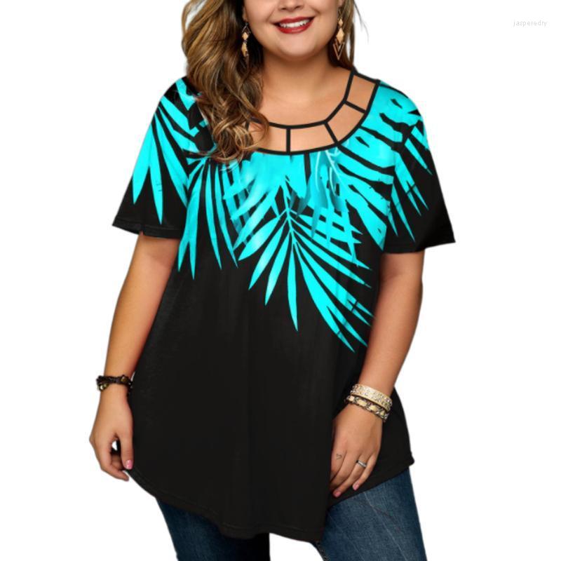

Women's Plus Size T-Shirt 5XL Women Clothing 2022 Summer Short Sleeve Floral Print Casual Ladies Tunics Tee Shirt Peplum Tops Big Clothes Ja, Green