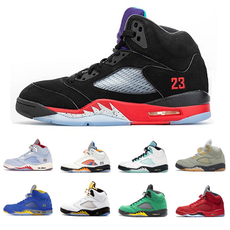 

2022 Men Basketball Shoes 5s 5 Racer Blue White Cement Bluebird Metallic Silver Fire Red Jogging Mens Trainers Sports Sneakers, Raging bull
