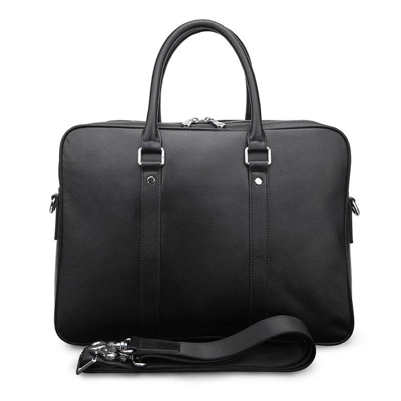 

Briefcases Luufan 2022 Cowhide Leather Men's Bag Business Handbag 14'' Laptop Briefcase Shoulder Messenger Retro Dark Brown 8069, Black