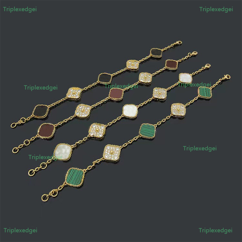 

2022 New Korean Version Crystal Four Leaf Clover Chain Bracelet Designer For Women High Quality Stainless Steel Plated 18K Gold Jewelry Gifts