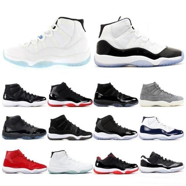 

Top J11 Mens 11s Basketball Shoes Concord 45 Platinum Tint 11 Space Jam Gym Red Win Like 96 XI Women Designer Sneakers Men Sport, Low cool grey