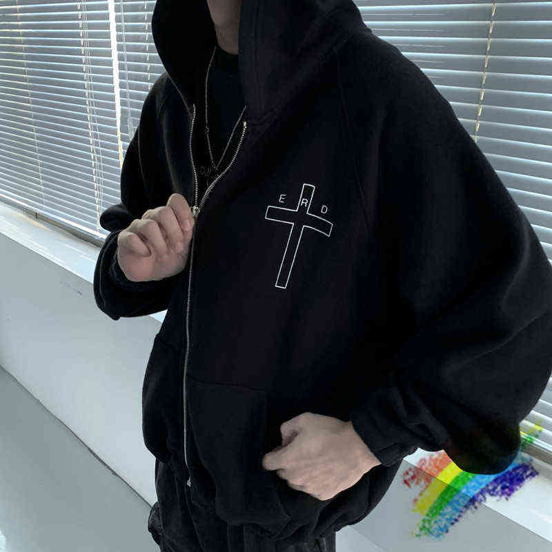 

Zipper Black Cardigan ERD Hoodies Men Women Best Quality Lettering on the back Pullover Hooded T220802