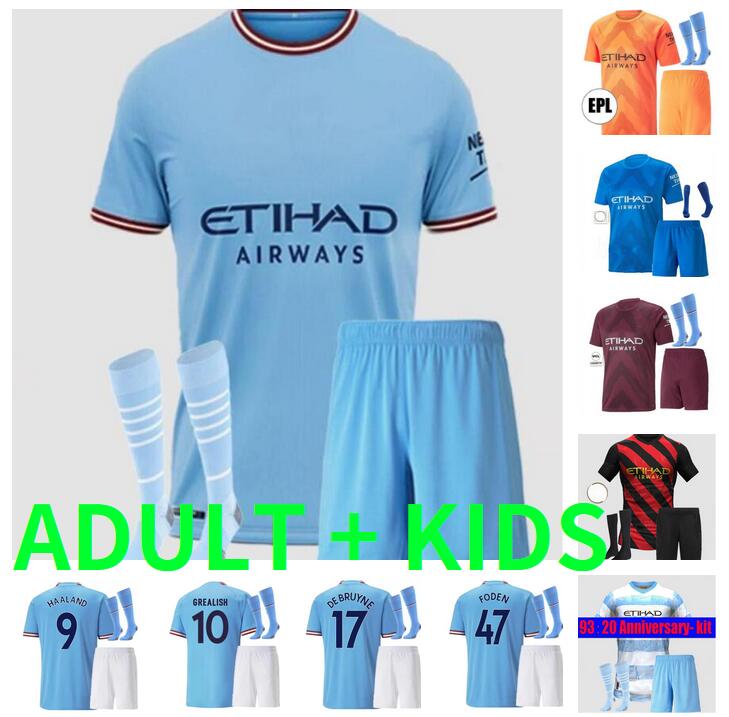 

22 23 HAALAND GREALISH DE BRUYNE STERLING soccer jerseys MANS cities aldult kids kit 2022 2023 GESUS BERNARDO MAHREZ FODEN RUBEN FERRAN football shirs Suit, 21/22