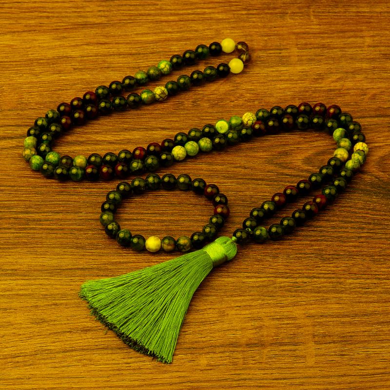 

Earrings & Necklace Natural Garnet Amethyst Stone Bracelet 108 Prayer Beads Jewelry Set With Handmade Tassel Meditation Yoga GiftsEarrings, As pic
