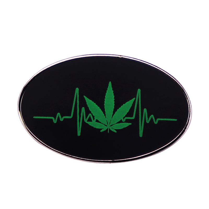 

Heartbeat Weed-Marijuana-Leaf Pin Brooch, As picture