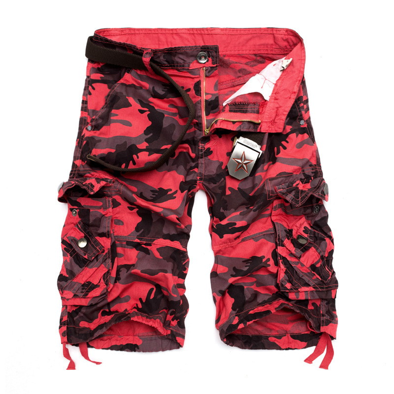 

US Size Camouflage Loose Cargo Shorts Men Cool Summer Military Camo Short Pants Homme Cargo Shorts 220407, Blue