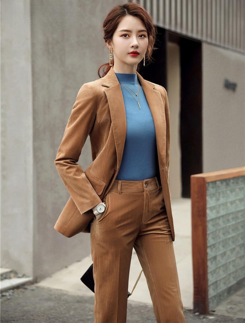 

Women' Two Piece Pants High Quality Fabric Formal Women Business Suits And Jackets Autumn Winter OL Styles Professional Career Ladies Blaze, Black