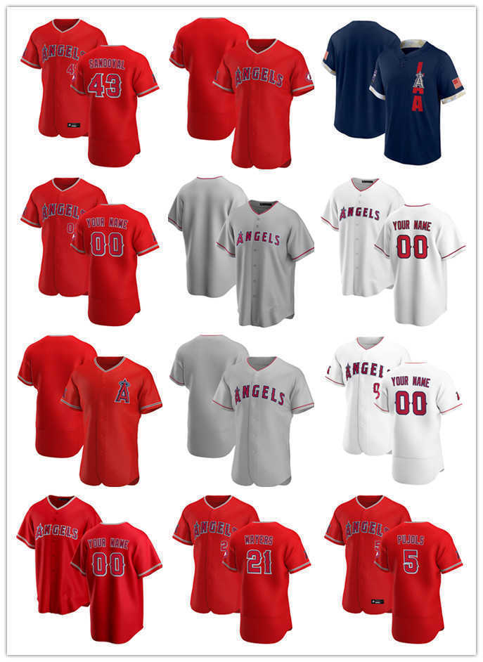 

Custom Jersey Mens women Youth Los Angeles''Angels''21 Mike Mayers 5 Albert Pujols 62 Jose Quintana 43 Patrick Sandoval Baseball Jerseys, Color