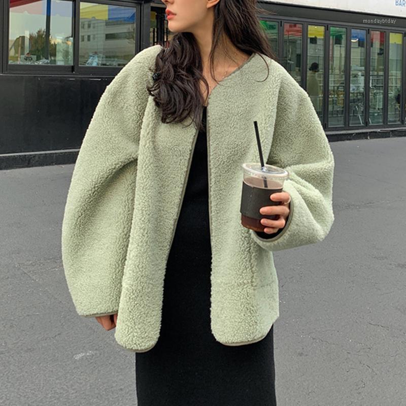 

Women's Jackets Alien Kitty Womens Coats And 2022 Autumn Winter High Street Fashion Solid Faux Fur Coat Loose Elegant Jacket Tops, Green
