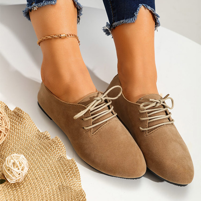 

Candy Color Flat Shoes Lace Up Suede Leather Lightweight Casual Female Footwear Autumn Ladies Plus Size 220613, 3bk