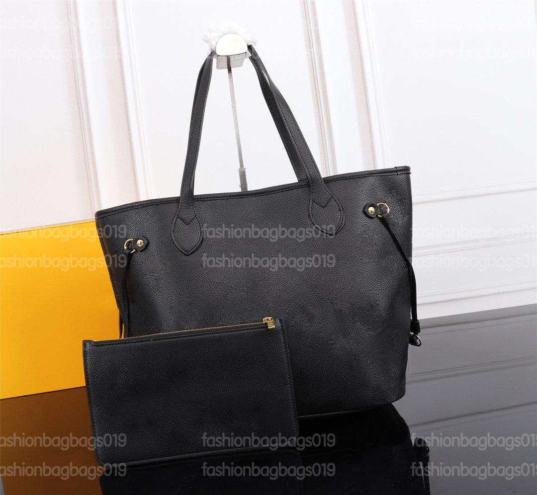 

Never MM full Large Capacity Common Tote Bag Embossed Monograms Empreinte Leather Shoulder Bag with Zipper Clutch Designers Stylish City Bags M45685