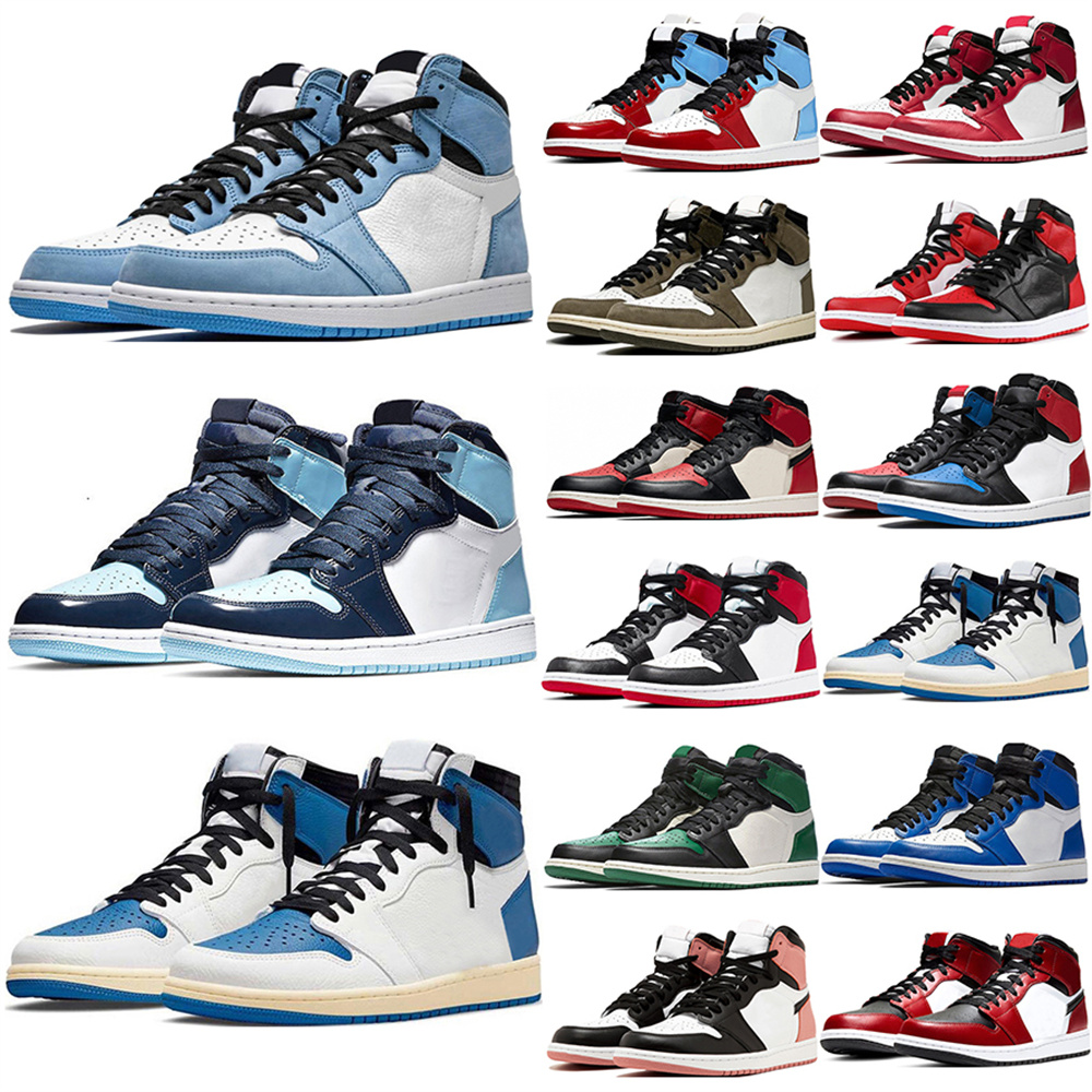 

men women Jorda basketball shoes jumpman 1s high OG 1 Military Blue Electro Orange UNC Patent Court Purple Chicago Obsidian mens sports sneakers, # 33