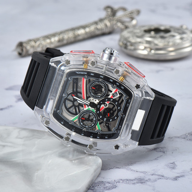 

2022 transparent bottom style diamond Watch Top Luxury Watch Women's Quartz Automatic Watch DZ Male Clock, Bronze