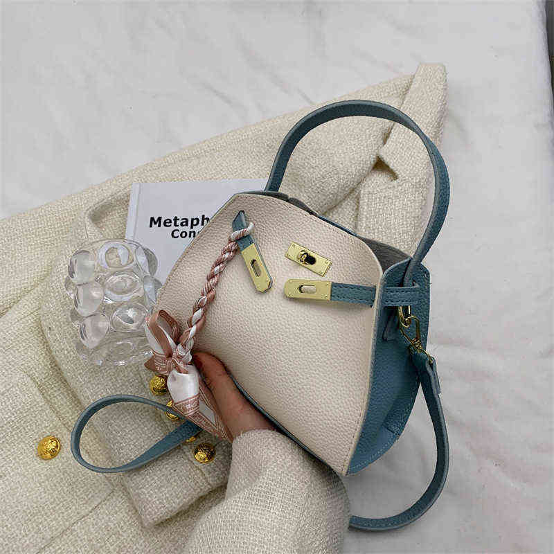 

Texture Bag Women 2022 Fashion Portable Women's Leisure Silk Scarf Temperament Menger Contrast Color Single Shoulder, Yellow