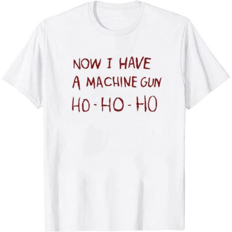 

Men's T-Shirts Now I Have A Machine Gun HO-HO-HO Print Men T-Shirt Casual Funny Short Sleeve Top Summer Hipster Unisex Sleeves T Shirt, Black