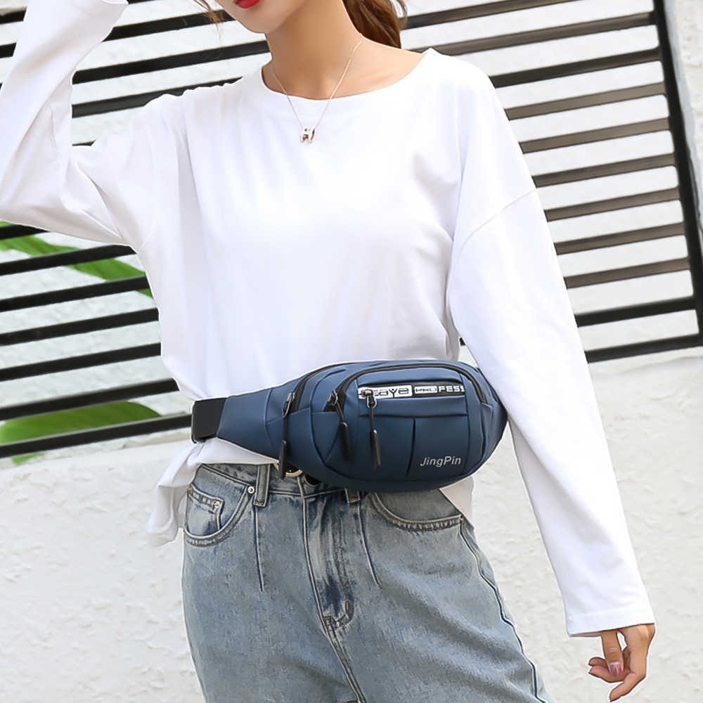 

Simple Trendy Outdoor Waist Bag Waterproof Bum Bags Running Jogging Belt Pouch Zip Fanny Pack Mobile Phone Oxford Cloth Chest Bag