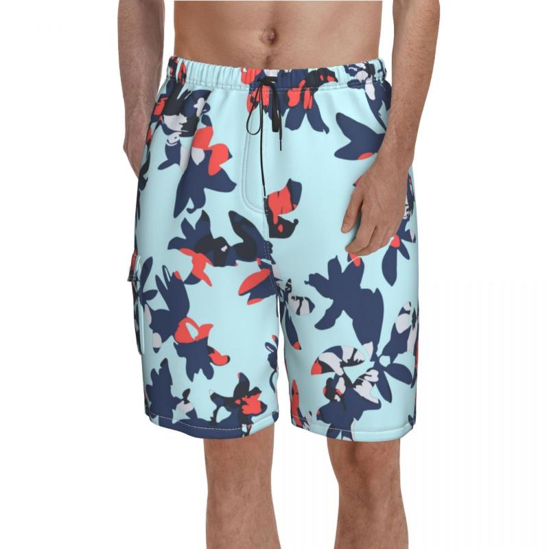

Men' Shorts Fun Flower Print Board Retro Floral Beach Elastic Waist Cute Design Swimming TrunksMen, 16