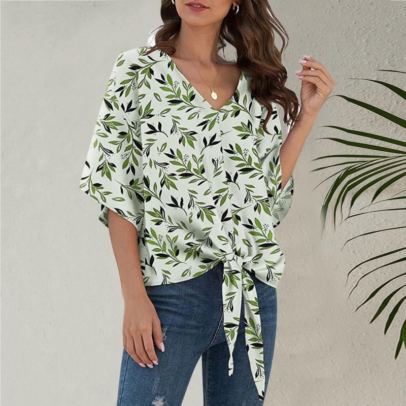 

Women's Blouses & Shirts Women Summer Casual V Neck Short Sleeve Loose Top Printed Shirt Ladies Sleep T ShirtsWomen's, Black