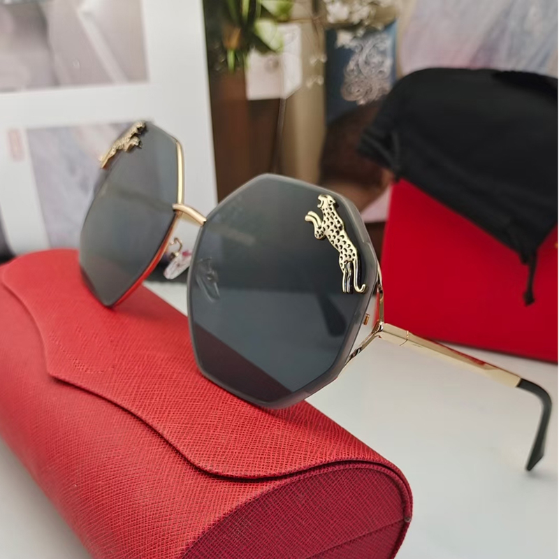 Mode Dezi Lunettes De Soleil Rondes Hexagone Cadres Femme Mens Designer Lunettes De Soleil Panthère Lunettes Cadre Léopard Tête Lunettes Métal Ph