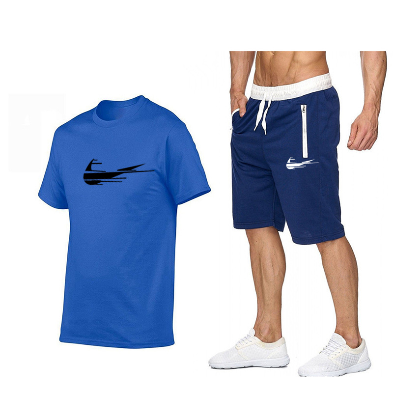 

Casual 2022 Tracksuit Men's T-Shirt + Shorts Set Summer Sportswear Jogging Pants T-Shirt Streetwear, Red