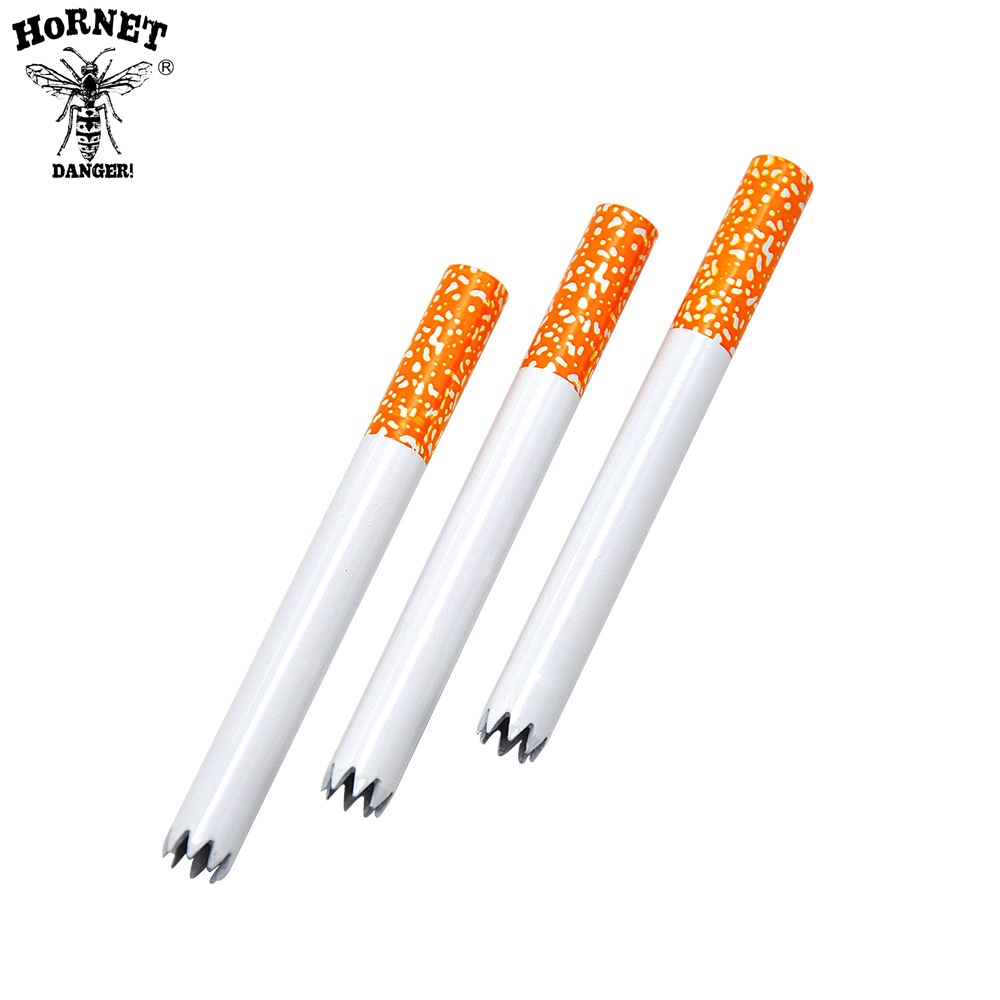 

3 Inches Tobacco Pipe Serrated Cigarette Shape Aluminium Alloy Metal Pipes 78mm Length One Hitter Smoking Pipes