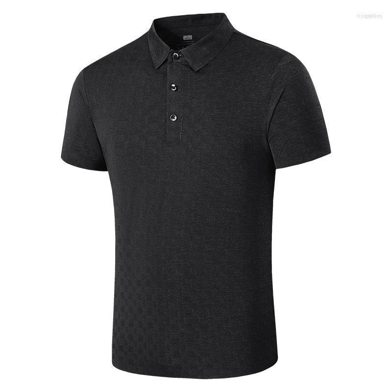 

Men's Polos Summer Ice Silk Seamless Short-sleeved T-shirt Men's Thin Elastic Loose Urban Breathable Quick-drying ShirtMen's Men'sMen's, Black