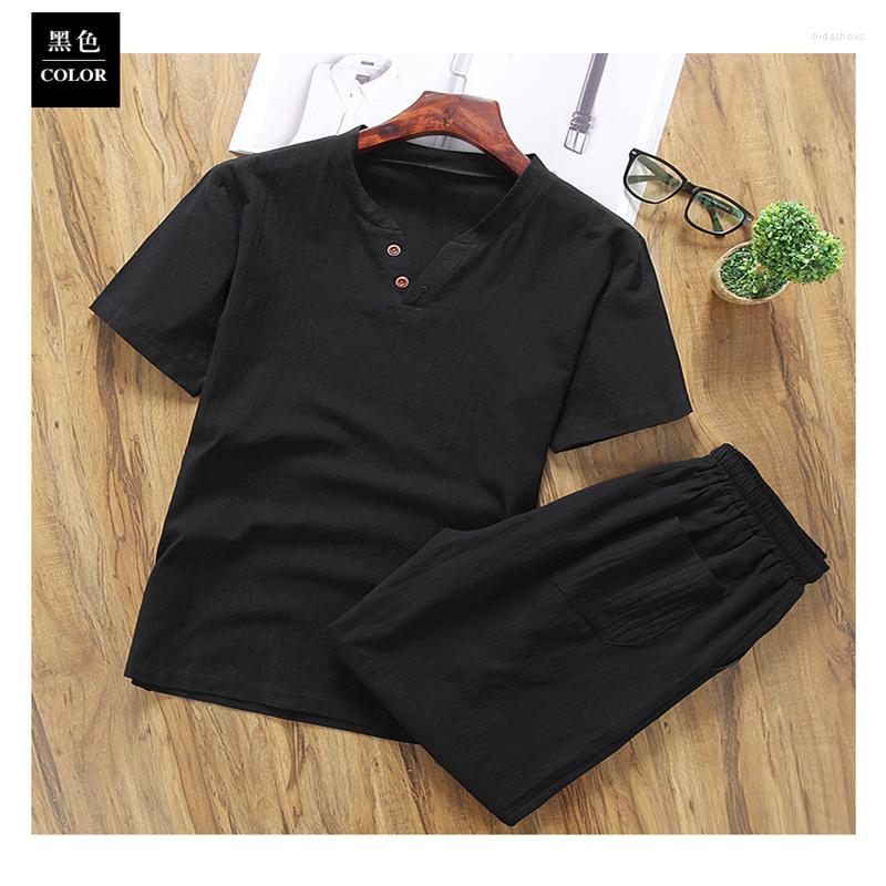 

Men's Tracksuits Summer 2022 Two Piece Men's Short Sleeve T-Shirt Linen Cropped Top Shorts Sportswear Design Fashion SetMen's, Tjjk-2
