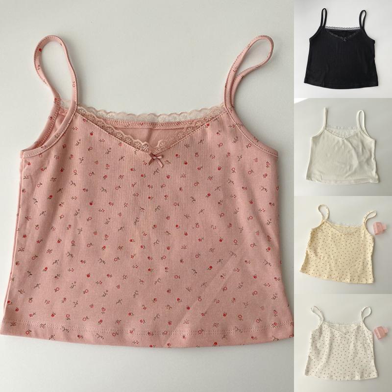 

Women's Tanks & Camis Camisole Women Tops Summer Girls Short Slim Lace Sweet Print Crop Top Ladies Bottoming Cute Mujer FemmeWomen's, Pure white