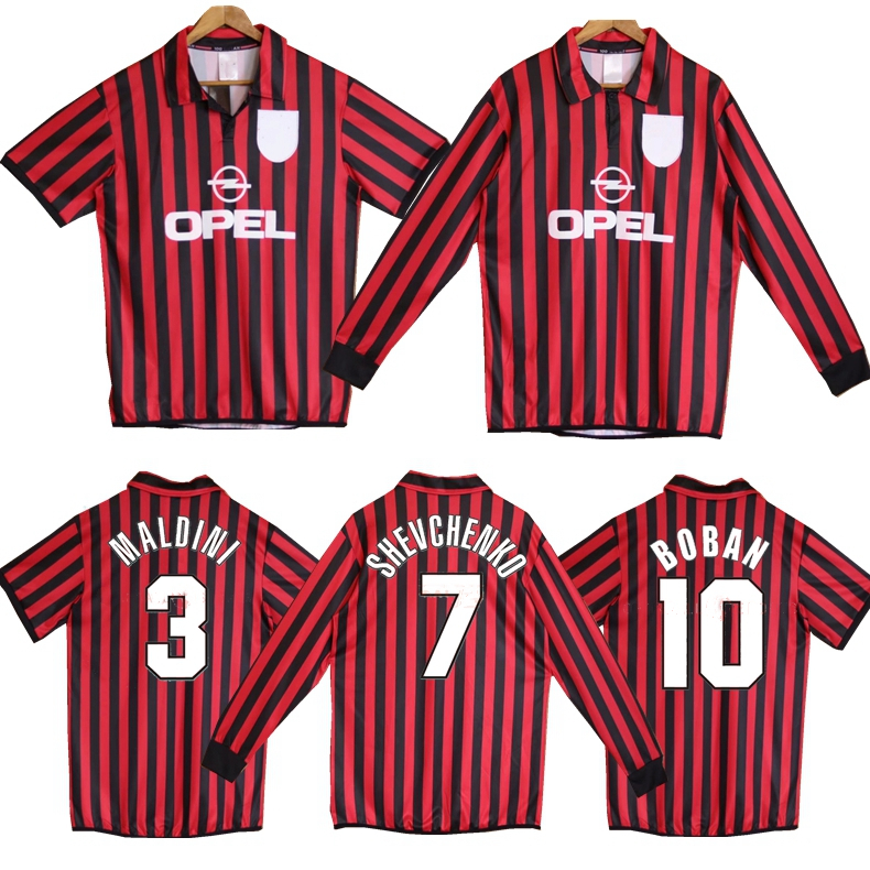 

1999 2000 Shevchenko Maldini retro soccer jersey 99 00 Bierhoff MIlan vintage classic Albertini Boban Gattuso football shirt, 99 00 home serie a jersey