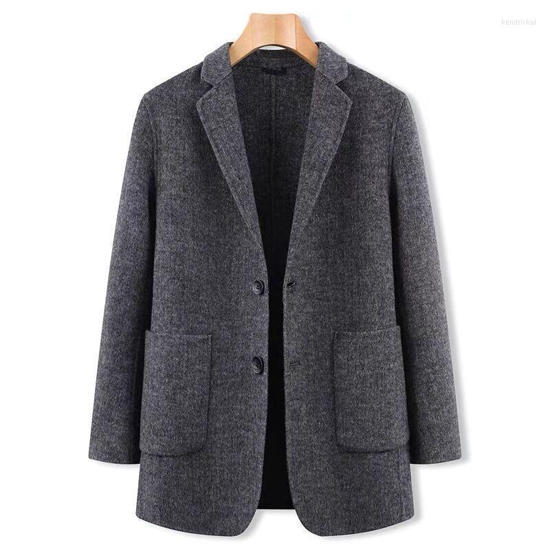 

Men's Wool & Blends 2022 Autumn Winter Fashion Solid Men Long Sleeve Woolen Coat Slim Fit Overcoat Male Turn-down Collar Outerwear B430 Kend, Coffee