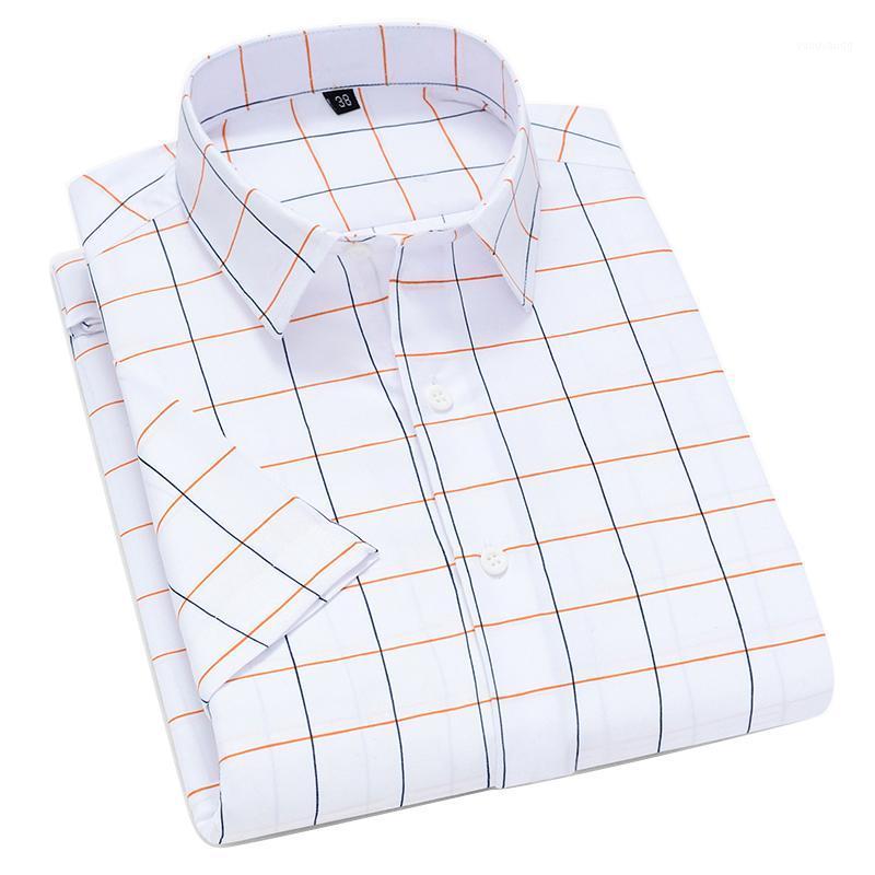 

Men's Casual Shirts AOLIWEN Brand Men40%cotton Fashion Plaid Short Sleeve For Men Summer Soft Sweat Absorbent Classic Slim Shirt, Sj-ldbl-k-59