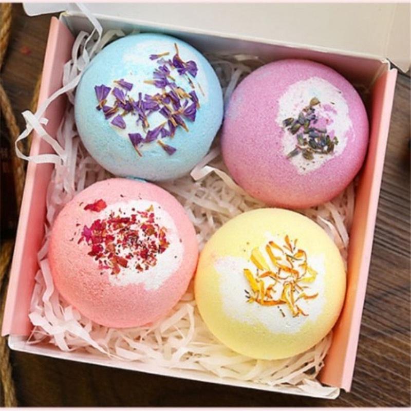 

4pcs/set Organic Bath Salt Gift Natural Mini Handmade Bathing Spa Bomb 100g/pcs Rich Essential Oils Moisturizing Dry Skin Relaxing Scent