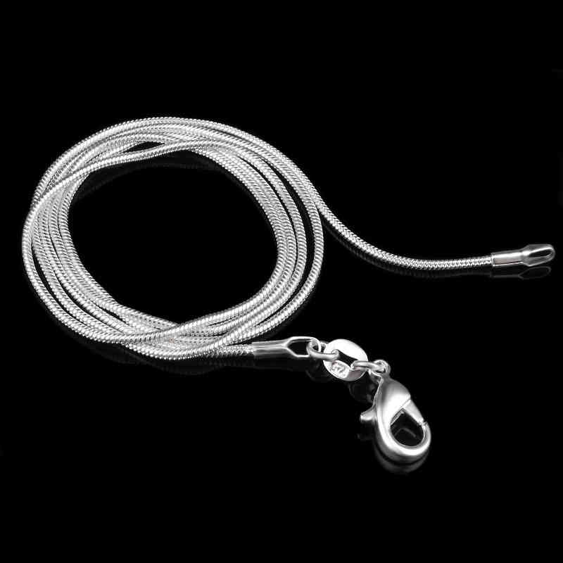 

1mm 925 Sterling Silver Plated Snake Chain Necklaces For Woman Men Lobster Clasps Smooth Chains Link Statement Jewelry 16-30Inch